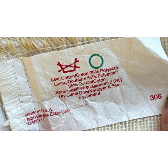 Vintage 70s pleated curtain, beige brown lined woven panel, striped, per panel - Picture 9 of 10